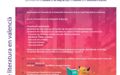 El dia 31 de maig de 2025 celebrarem el lliurament de la fase final del Premi Sambori 2025 a la Universitat d’Alacant